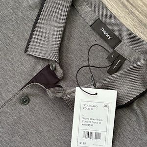 Theory - Grey and Black Pique Polo